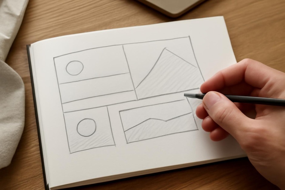 Sketch showing compositional layout